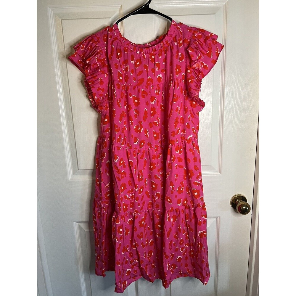 Women’s Pink Leopard Print Sleeveless Dress Size 1X NWOT